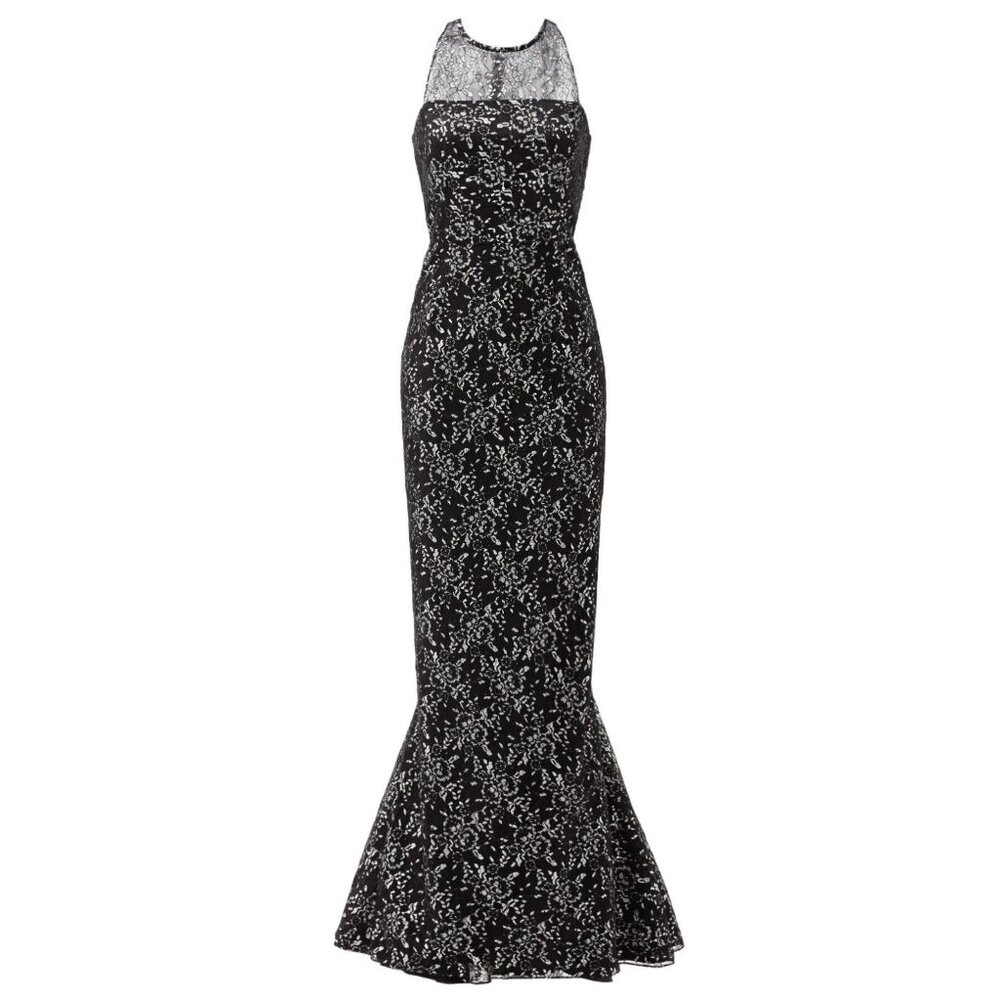 Shoshanna Midnight Women's Mayra Gown Black Metallic Maxi Dress Size 4